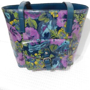 Patricia Nash Leather Banbury Deep Blue Nature Tote Handbag Shoulder Bag Purse